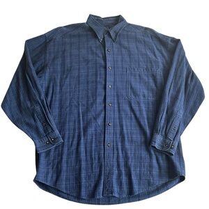 VTG Structure Blue Outdoor Men’s L Plaid Button Down Shirt 100% Cotton Hong Kong
